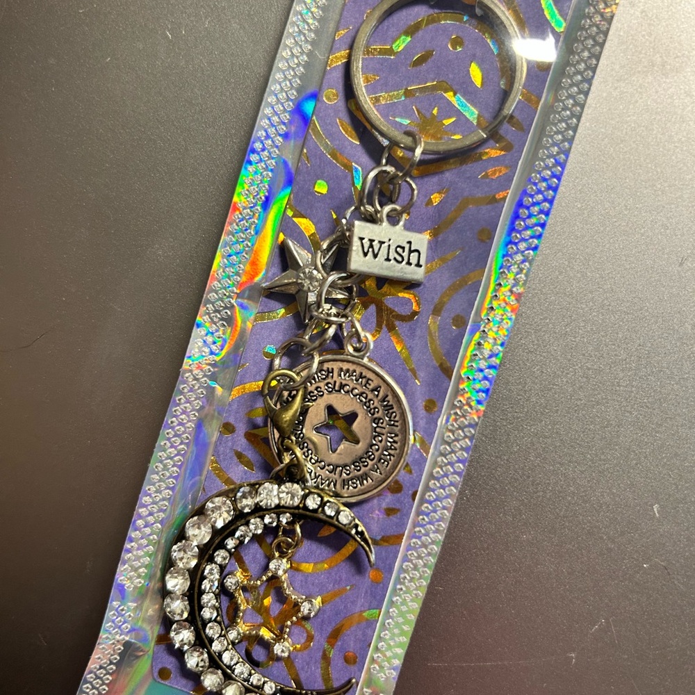Silver Star‎ and Moon Keychain